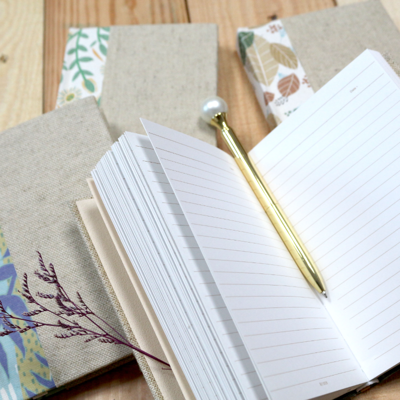 Linen Hard Cover Notebook - Geometric & Floral Series